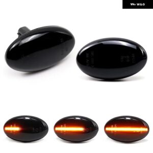 スバル リバティ フォレスター インプレッサ WRX STI クリアイエロー スモークレンズ LED サイドマーカーランプ アンバー フェンダー ウィンカーライト - Smoked Dynamic Amber