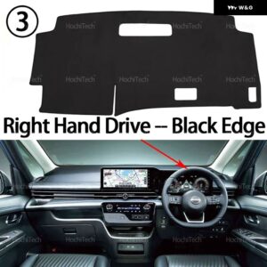 日産 セレナ C28 第6世代 2022年以降 ダッシュボード カバー ダッシュマット ボード パッド カーペット ダッシュマット UVカットマット - Right Hand Black