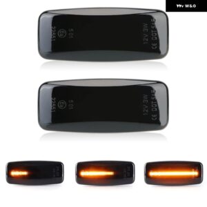 日産 アルメーラ アトラス シーマ フーガ プレジデント シルフィ ブルーバード サニー ティアナ ムラーノ LED サイドマーカーランプ アンバー フェンダー - Smoked Dynamic Amber