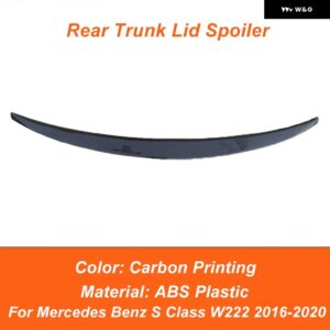 メルセデス ベンツ S クラス W222 AMG 2016-2020 リア トランク リッド カースポイラー ウィンドウ ルーフ ウィング ABS プラスチック 外装 - Carbon Printing SPL