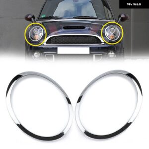 1/2個 車用 ヘッドライト ブライト フレーム カバー 装飾 リング ミニ銅 R55 R56 R57 R58 R59 2007-2015 51137149905 - 1Pair