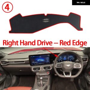 ダッシュボード カバー 光を避ける パッド 計器プラットフォームカバー マット カーペットアクセサリー フォード マスタング MK7 2024 2025 2026 - Right Hand Red Edge