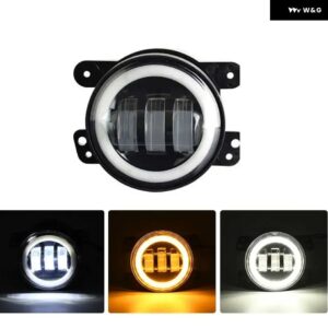 4インチ エンジェルアイ LED LEDライト LED DRL レッド/ブルー ハイ フォグライト ホワイト アンバー ハローリング DRL ジープ ラングラー JK TJ ダッジ - 1pc white yellow