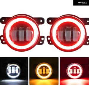 4インチ エンジェルアイ LED LEDライト LED DRL レッド/ブルー ハイ フォグライト ホワイト アンバー ハローリング DRL ジープ ラングラー JK TJ ダッジ - 2pc red yellow
