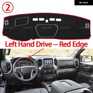シボレー シルバラード GMC シエラ HD 1500 2500 3500 2019-23 インテリア ダッシュボード カバー パッド サンプロテクション パッド UVカットマット - Left Hand Red Edge