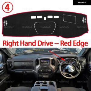 シボレー シルバラード GMC シエラ HD 1500 2500 3500 2019-23 インテリア ダッシュボード カバー パッド サンプロテクション パッド UVカットマット - Right Hand Red Edge