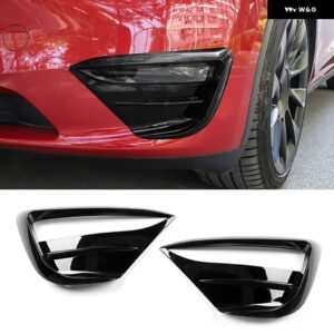 テスラ モデルY 2016-2022 2個 車用フロント フォグランプ スポイラー ウインドナイフ カーボン カバー デコレーション ステッカー アクセサリー - Y Black