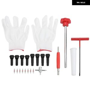 22個クイックチェンジタイヤ バルブ ツールキット には T字型フック 金属 プッシュ ロッド TR413 バルブ コア4個が 車 ATV トラック 用 - Red