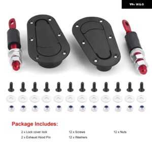 2個 汎用 カスタム フードロック フロントカバー エンジン 見えないカバー ロック 4キー付き/なし - without lock