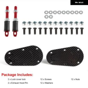 2個 汎用 カスタム フードロック フロントカバー エンジン 見えないカバー ロック 4キー付き/なし - Carbon Fiber no Lock