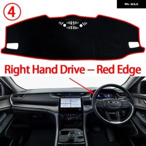 ジープ グランド チェロキー L 2021 - 24 2025 カー ダッシュボード カバー 光を避ける パッド 計器プラットフォームカバー マット カーペット - Right Hand Red Edge