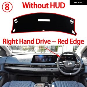 日産 アリア 2023 2024 2025 車用 ダッシュボード カバー 光を避ける パッド 計器プラットフォームカバー マット カーペットアクセサリー - Right Red No HUD