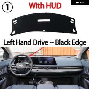 日産 アリア 2023 2024 2025 車用 ダッシュボード カバー 光を避ける パッド 計器プラットフォームカバー マット カーペットアクセサリー - Left Black with HUD