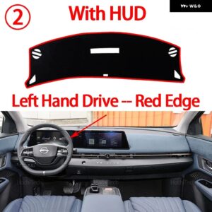 日産 アリア 2023 2024 2025 車用 ダッシュボード カバー 光を避ける パッド 計器プラットフォームカバー マット カーペットアクセサリー - Left Red with HUD