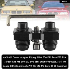 AN10 オイルクーラー アダプター BMW E36 E46 EURO E82 E9X 135/335 E46 M3 E90 E92 335I エンジン 06-12 アルミ ブラック/ブルー - black