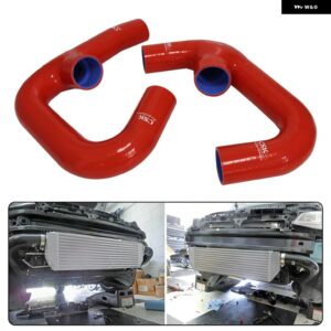 ツインインタークーラー VW ゴルフ R GTI 2.0T MK7 2015-2021 アウディ S3 8V 用 ブラック/ブルー/レッド シリコンホース - Red