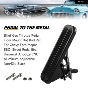 スロットルペダル ビレット ガス フロア マウント ホットロッド ラット シボレー フォード モパー SBC CNC ポリッシュアルミ ノンスリップ 汎用 - black