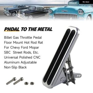 スロットルペダル ビレット ガス フロア マウント ホットロッド ラット シボレー フォード モパー SBC CNC ポリッシュアルミ ノンスリップ 汎用 - Silver