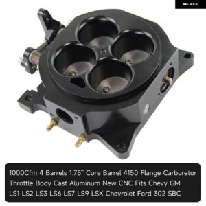 CNC ビレット 1000CFM 4150 フランジ キャブレター スロットルボディ 1.75インチ コア 4バレル ブラック/シルバー - black