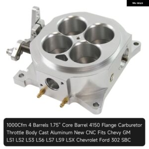 CNC ビレット 1000CFM 4150 フランジ キャブレター スロットルボディ 1.75インチ コア 4バレル ブラック/シルバー - Silver