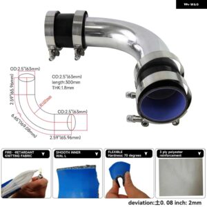 アルミ 90度 63MM 2.5インチ T6063 インタークーラーホース + シリコンホース Tクランプ ブラック/ブルー/レッド - black