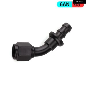 AN4/AN6/AN8/AN10/AN12 ストレート 0/45/90/180 度メス型スイベル プッシュ ロック ホースエンド フィッティング オイル燃料 ホースエンド アダプター - AN6 45 degree