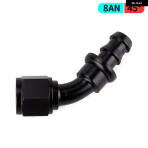 AN4/AN6/AN8/AN10/AN12 ストレート 0/45/90/180 度メス型スイベル プッシュ ロック ホースエンド フィッティング オイル燃料 ホースエンド アダプター - AN8 45 degree