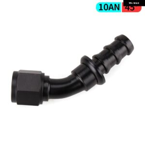 AN4/AN6/AN8/AN10/AN12 ストレート 0/45/90/180 度メス型スイベル プッシュ ロック ホースエンド フィッティング オイル燃料 ホースエンド アダプター - AN10 45 degree