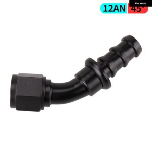 AN4/AN6/AN8/AN10/AN12 ストレート 0/45/90/180 度メス型スイベル プッシュ ロック ホースエンド フィッティング オイル燃料 ホースエンド アダプター - AN12 45 degree