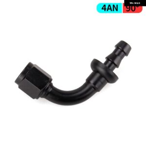 AN4/AN6/AN8/AN10/AN12 ストレート 0/45/90/180 度メス型スイベル プッシュ ロック ホースエンド フィッティング オイル燃料 ホースエンド アダプター - AN4 90 degree