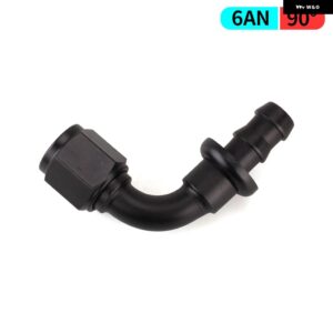 AN4/AN6/AN8/AN10/AN12 ストレート 0/45/90/180 度メス型スイベル プッシュ ロック ホースエンド フィッティング オイル燃料 ホースエンド アダプター - AN6 90 degree
