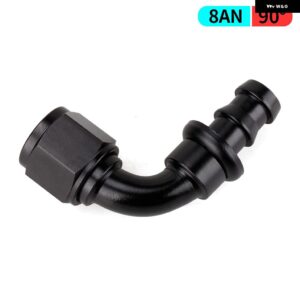 AN4/AN6/AN8/AN10/AN12 ストレート 0/45/90/180 度メス型スイベル プッシュ ロック ホースエンド フィッティング オイル燃料 ホースエンド アダプター - AN8 90 degree