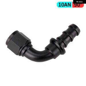 AN4/AN6/AN8/AN10/AN12 ストレート 0/45/90/180 度メス型スイベル プッシュ ロック ホースエンド フィッティング オイル燃料 ホースエンド アダプター - AN10 90 degree