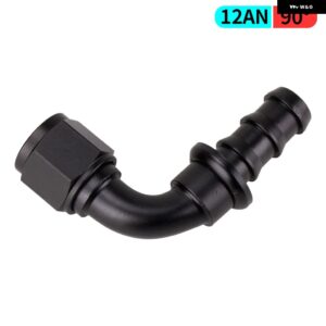 AN4/AN6/AN8/AN10/AN12 ストレート 0/45/90/180 度メス型スイベル プッシュ ロック ホースエンド フィッティング オイル燃料 ホースエンド アダプター - AN12 90 degree