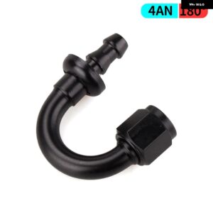 AN4/AN6/AN8/AN10/AN12 ストレート 0/45/90/180 度メス型スイベル プッシュ ロック ホースエンド フィッティング オイル燃料 ホースエンド アダプター - AN4 180 degree