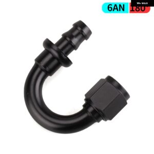 AN4/AN6/AN8/AN10/AN12 ストレート 0/45/90/180 度メス型スイベル プッシュ ロック ホースエンド フィッティング オイル燃料 ホースエンド アダプター - AN6 180 degree