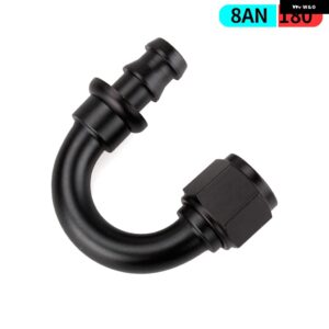 AN4/AN6/AN8/AN10/AN12 ストレート 0/45/90/180 度メス型スイベル プッシュ ロック ホースエンド フィッティング オイル燃料 ホースエンド アダプター - AN8 180 degree