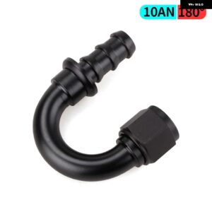 AN4/AN6/AN8/AN10/AN12 ストレート 0/45/90/180 度メス型スイベル プッシュ ロック ホースエンド フィッティング オイル燃料 ホースエンド アダプター - AN10 180 degree