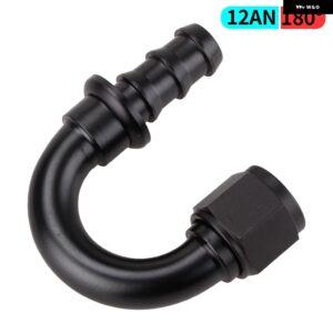 AN4/AN6/AN8/AN10/AN12 ストレート 0/45/90/180 度メス型スイベル プッシュ ロック ホースエンド フィッティング オイル燃料 ホースエンド アダプター - AN12 180 degree