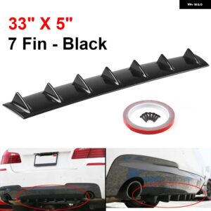 汎用 カーリア バンパー リップ ディフューザー 7フィンシャークフィン スタイル カーバック バンパー スポイラー リップスプリッター カー スタイリング AB - black