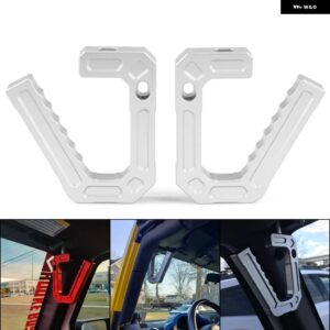 アルミ製 フロントグラブハンドル グリップ バー ジープ JK ラングラー 07-18 スポーツ サハラ ルビコン 2/4ドア ペア BX102108 - Silver