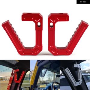 アルミ製 フロントグラブハンドル グリップ バー ジープ JK ラングラー 07-18 スポーツ サハラ ルビコン 2/4ドア ペア BX102108 - red