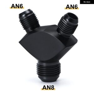 VR 3ウェイ AN6 AN8 AN10 アルミ Yブロック アダプター 継手 アダプター ブラック Y型 オイル パイプ ジョイント - AN6-AN6-AN8