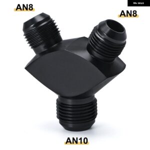 VR 3ウェイ AN6 AN8 AN10 アルミ Yブロック アダプター 継手 アダプター ブラック Y型 オイル パイプ ジョイント - AN8-AN8-AN10