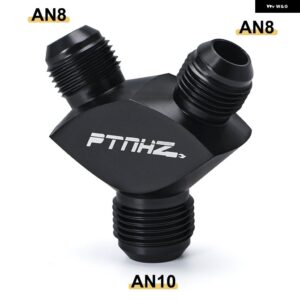 VR 3ウェイ AN6 AN8 AN10 アルミ Yブロック アダプター 継手 アダプター ブラック Y型 オイル パイプ ジョイント - AN8-AN8-AN106