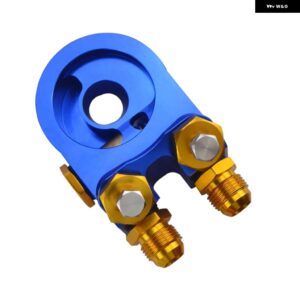 アルミ AN10 オイル フィルター サンドイッチ アダプター オイルクーラー ターボ サーモスタット フィッティング付き 3/4-16 UNF M20X1.5 PQY6746 - Blue,Gold