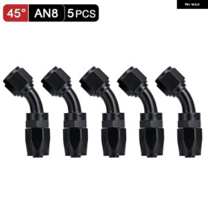 5個 AN4 AN6 AN8 AN10 ストレート 45 90 180度 オイル燃料 スイベルホース エンドフィッティング オイル ホースエンド アダプター キット 供給 - AN8 45 Degree Black