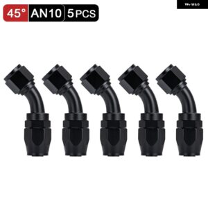 5個 AN4 AN6 AN8 AN10 ストレート 45 90 180度 オイル燃料 スイベルホース エンドフィッティング オイル ホースエンド アダプター キット 供給 - AN10 45 Degree Black