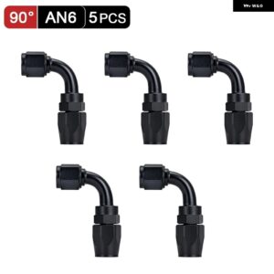 5個 AN4 AN6 AN8 AN10 ストレート 45 90 180度 オイル燃料 スイベルホース エンドフィッティング オイル ホースエンド アダプター キット 供給 - AN6 90 Degree Black