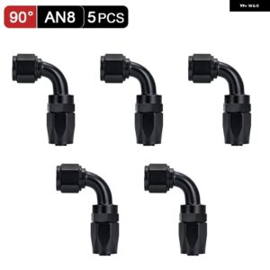 5個 AN4 AN6 AN8 AN10 ストレート 45 90 180度 オイル燃料 スイベルホース エンドフィッティング オイル ホースエンド アダプター キット 供給 - AN8 90 Degree Black